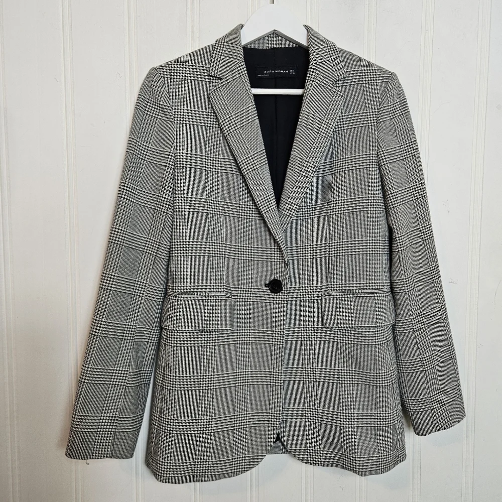Zara Glen Plaid Blazer Jacket Women S Equestrian Preppy Academia Clean Girl Work